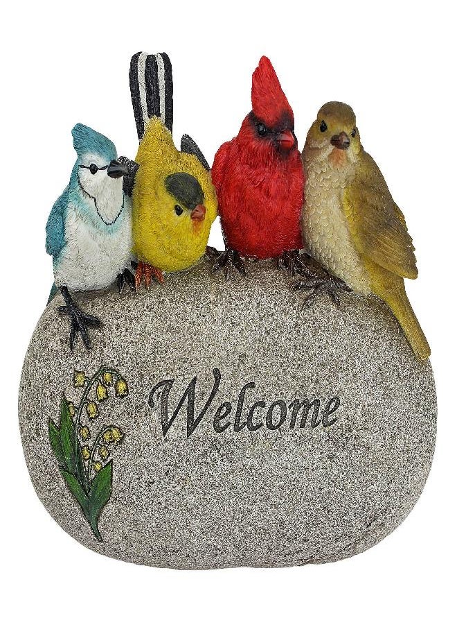 Design Toscano QM7512040 Birdy Welcome Garden Stone Statue, Medium, Full Color Finish