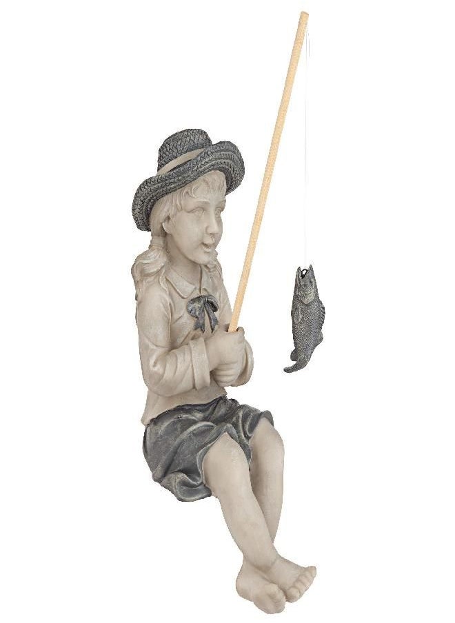 Design Toscano Nellie s Big Catch Fisherwoman Statue: Medium,6.5 inchD x 8 inchW x 14 inchH