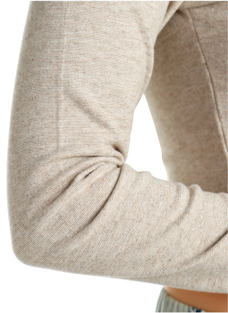 Off Shoulder Denim Paneling Top