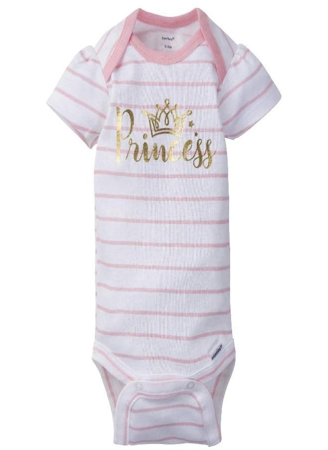 Gerber Baby Girls 5-Pack Short Sleeve Variety Onesies Bodysuits Princess Arrival Newborn