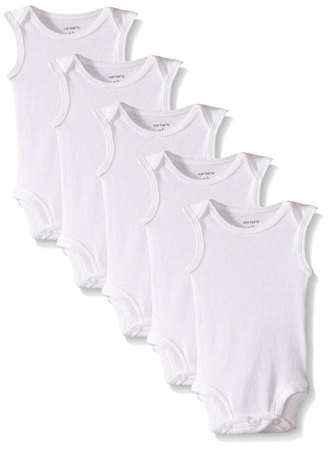 Carter's 5-Pack S/L Bodysuits - White- Newborn