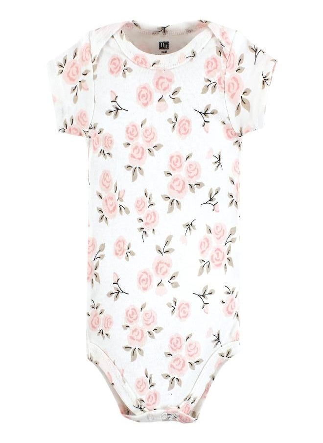 Hudson Baby Unisex Baby Cotton Bodysuits, Cinnamon Pink Prints, 18-24 Months