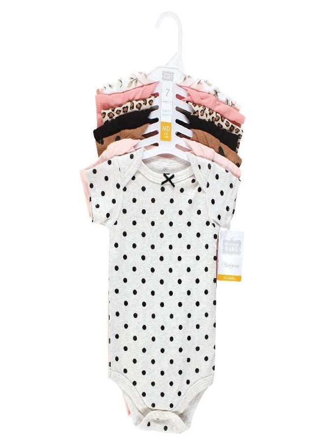Hudson Baby Unisex Baby Cotton Bodysuits, Cinnamon Pink Prints, 18-24 Months