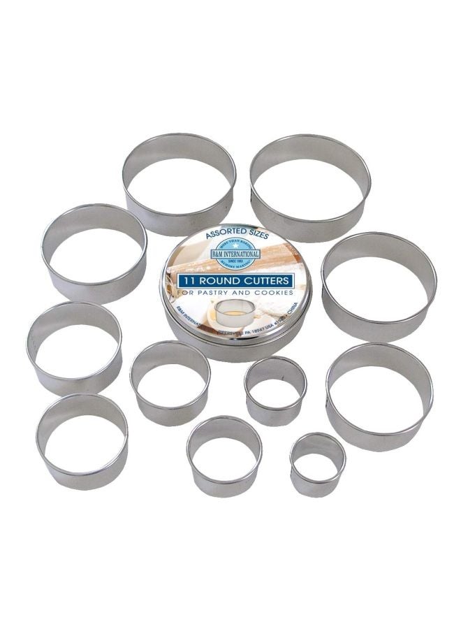 11-Piece Round Biscuit And Pastry Cutter Set Silver