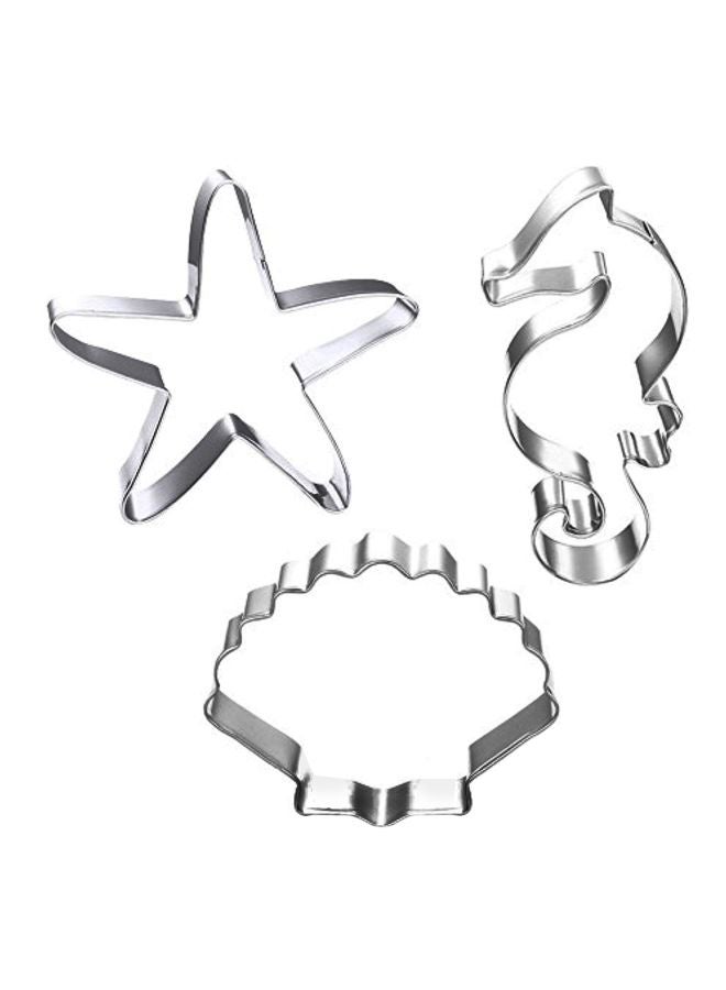 3-Piece Stainless Steel Cookie Cutter Silver 2.5inch