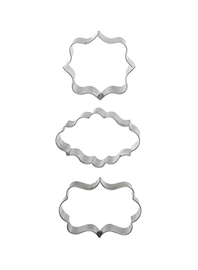 3-Piece Biscuit Cookie Cutter Set Silver 6x5x1inch