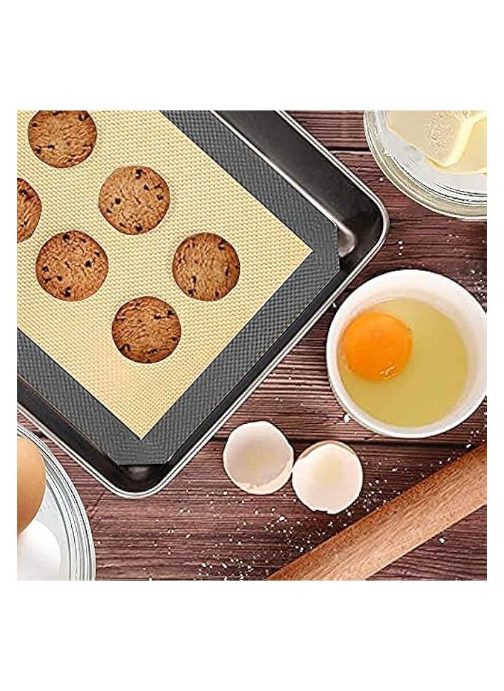 Nonstick Silicone Baking Mat Sets, Reusable Baking Sheet Mats for Making Cookies, Bread and Pastry, Kitchen Food Bakeware Mats, High temperature Silicone Oven Baking Mats Set of 3 (Grey)