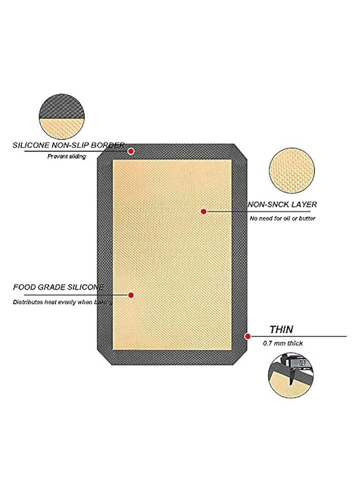 Nonstick Silicone Baking Mat Sets, Reusable Baking Sheet Mats for Making Cookies, Bread and Pastry, Kitchen Food Bakeware Mats, High temperature Silicone Oven Baking Mats Set of 3 (Grey)