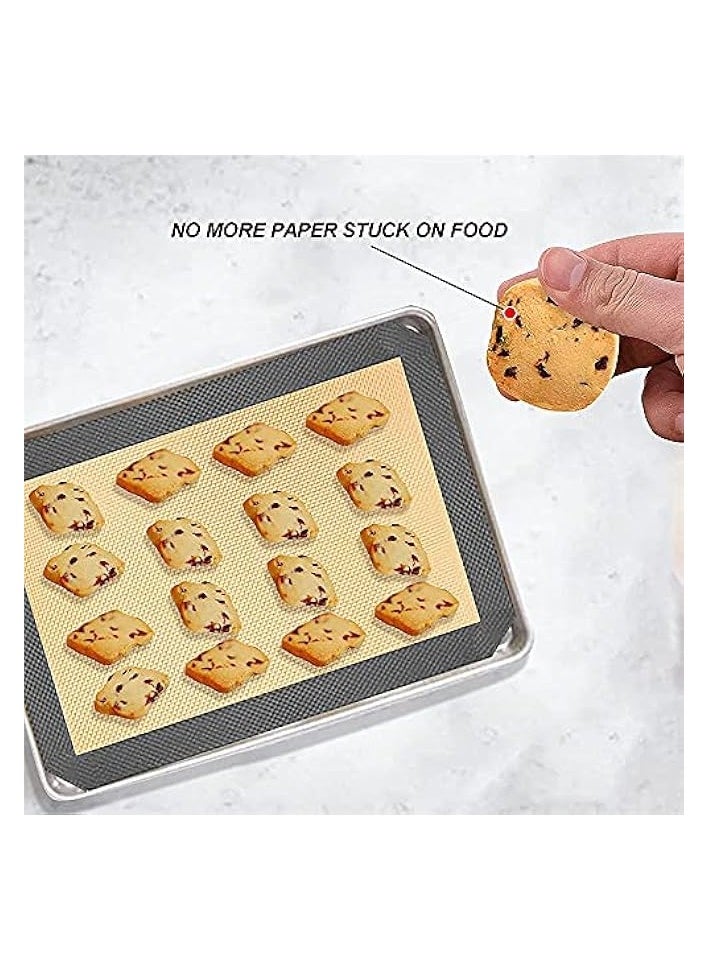Nonstick Silicone Baking Mat Sets, Reusable Baking Sheet Mats for Making Cookies, Bread and Pastry, Kitchen Food Bakeware Mats, High temperature Silicone Oven Baking Mats Set of 3 (Grey)