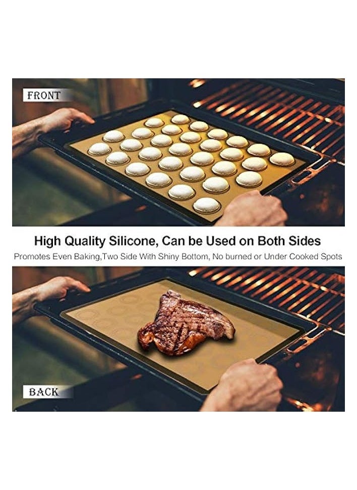 2Pcs Silicone Baking Mats-Non Stick Cookie Sheet Macaron Mat Liner for Bake Pans & Rolling,Perfect Bakeware For Bread Making Pastry Cake Brioche Pizza-Thick/Large/BPA Free