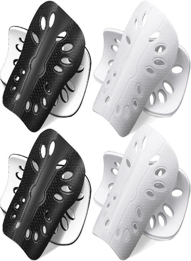 4 Pairs Kids Soccer Shin Guards Breathable Shin Guard Sleeves Toddler Shin Guards for Soccer Girls Boys Child Calf Protective Gear Shin Pad for 3-10 Years Old Children Soccer (Black and White)
