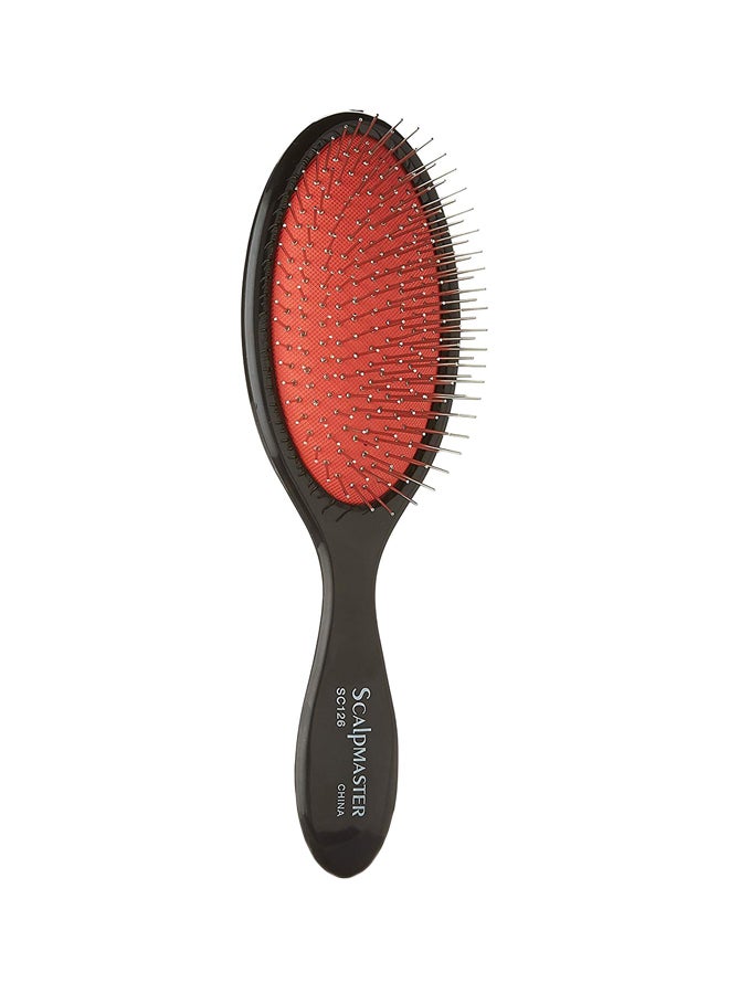 Wire Cushion Brush For Hair Black/Red 22cm