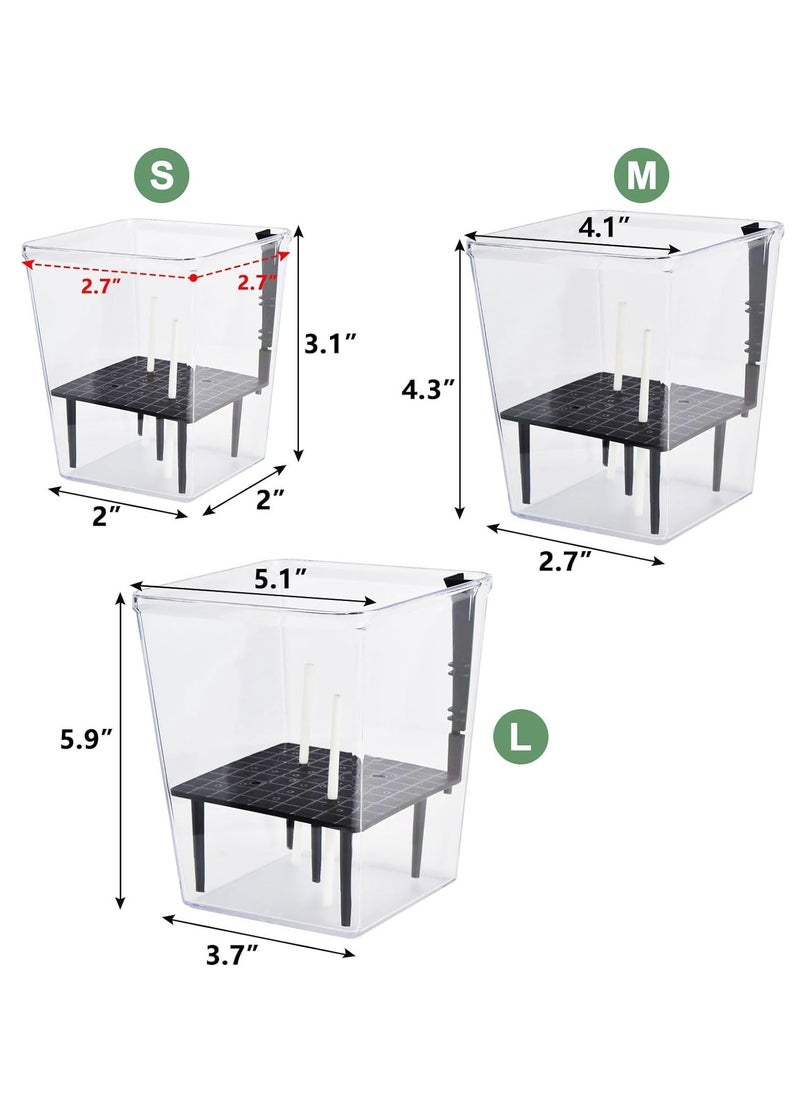 Self Watering Pots Set 3 Packs 5/4.1/2.7 Inch Self Watering Pots for Indoor Plants Clear Planter Pot with Deep Reservoir for Plant
