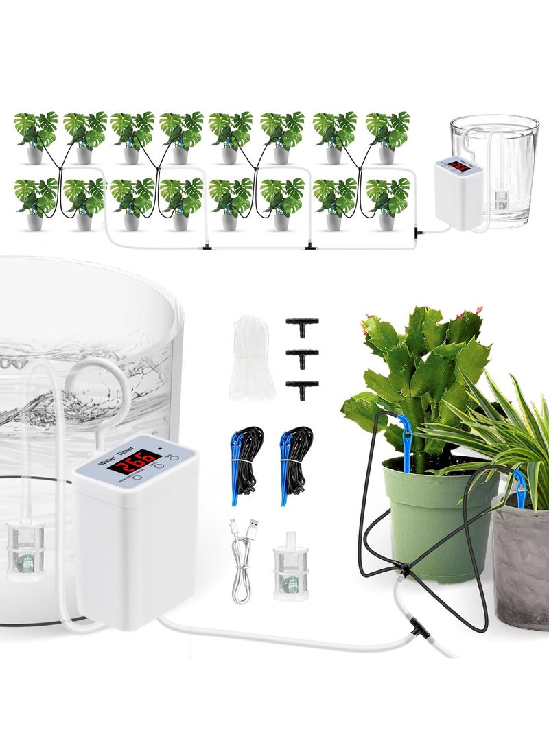 Smart Automatic Watering System – Timer-Controlled Irrigation Device for Potted Plants and Gardens, USB Rechargeable with LED Display, Waters Up to 16 Pots