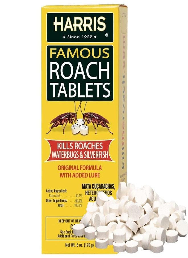 Harris Roach Tablets, Boric Acid Roach and Insects Killer with Lure, Alternative to Bait Traps (6oz, 145 Tablets)