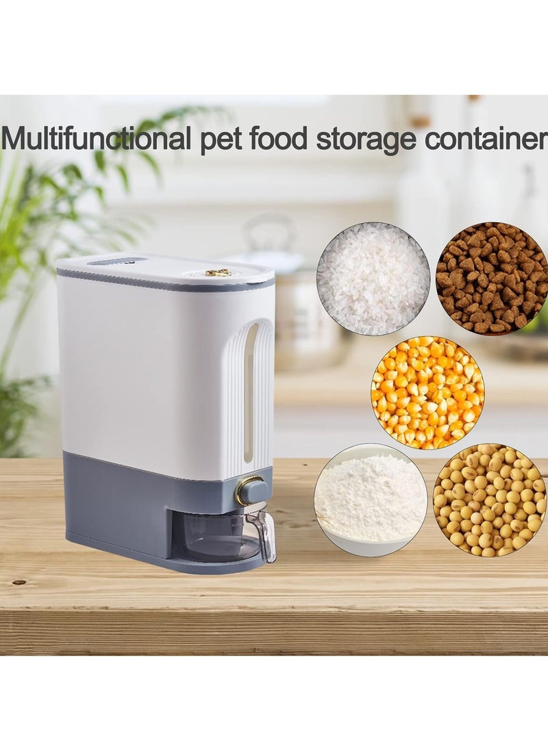 Rice Dispenser, Transparent Press Type Large Grain Container Storage with Lid and Measuring Cylinder, Grain Storage Box Visualization Household Cereal Dispenser Bucket Rice Bin