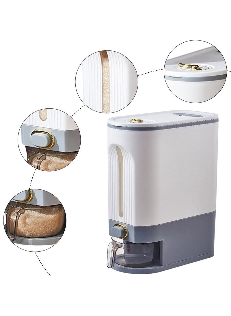 Large Dry Food Dispenser Sealed Insectproof Moistureproof Cereal Dispenser with Measuring Cup Plastic Rice Dispenser