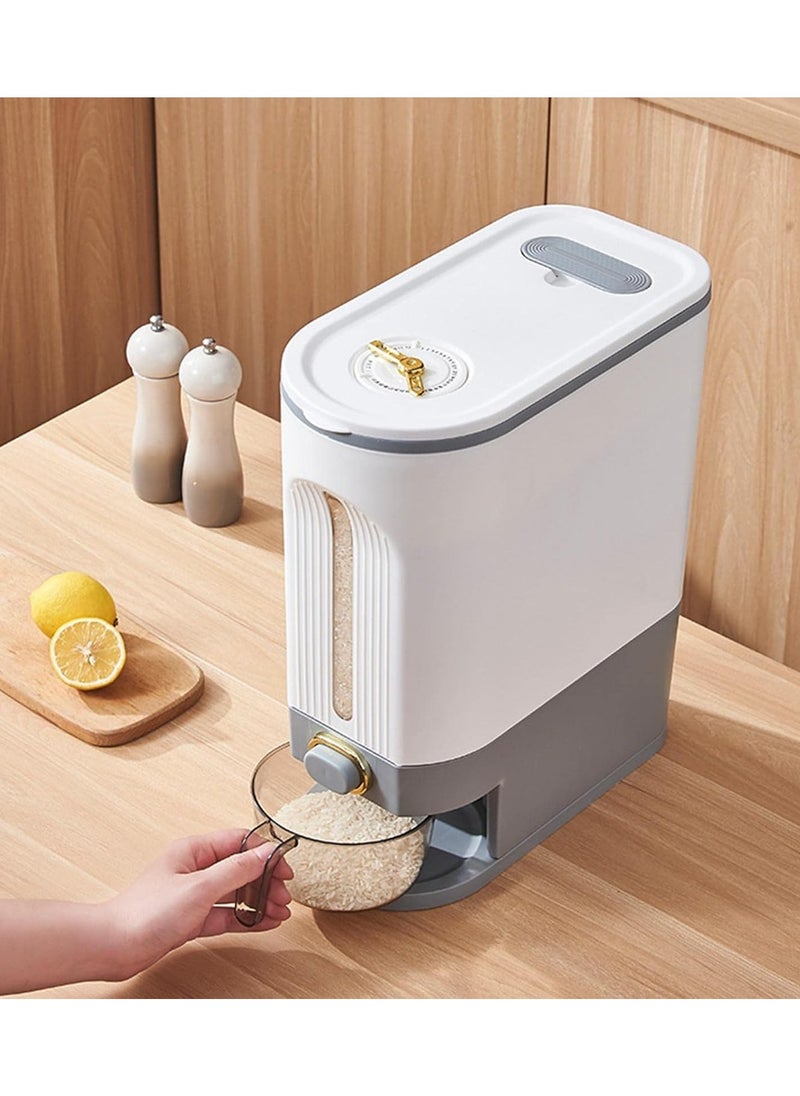 Large Dry Food Dispenser Sealed Insectproof Moistureproof Cereal Dispenser with Measuring Cup Plastic Rice Dispenser