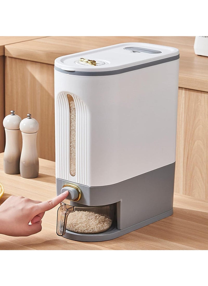 Large Dry Food Dispenser Sealed Insectproof Moistureproof Cereal Dispenser with Measuring Cup Plastic Rice Dispenser