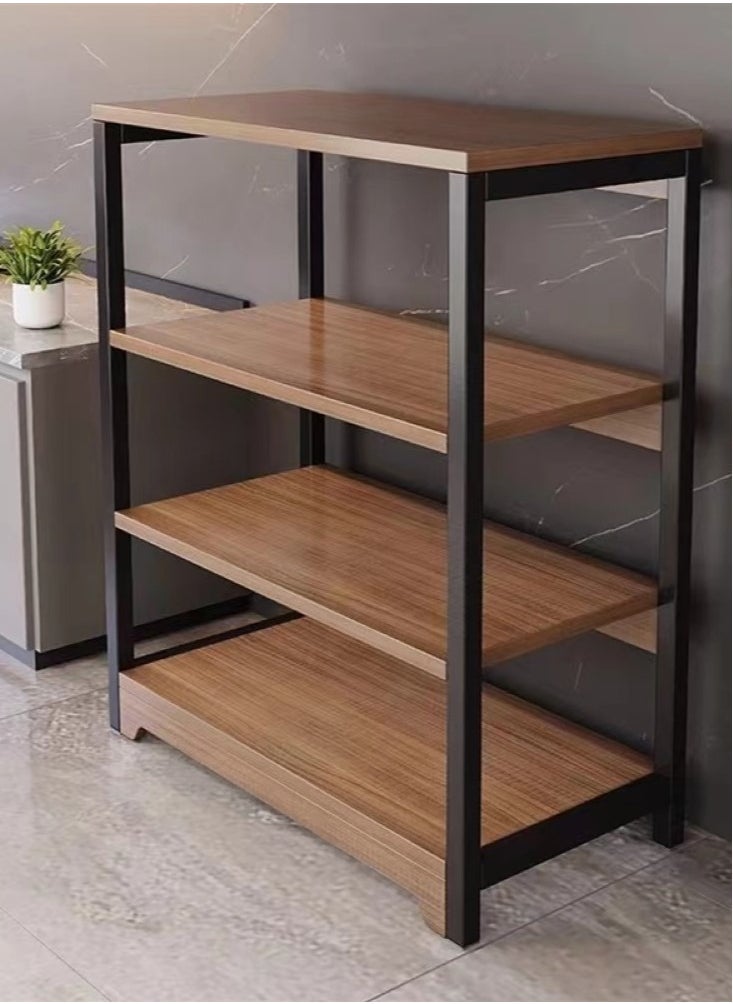 4-Tiers Shelf Storage Unit Rack Storage Organizer Kitchen Shelving Black/Brown 59x30x101 cm