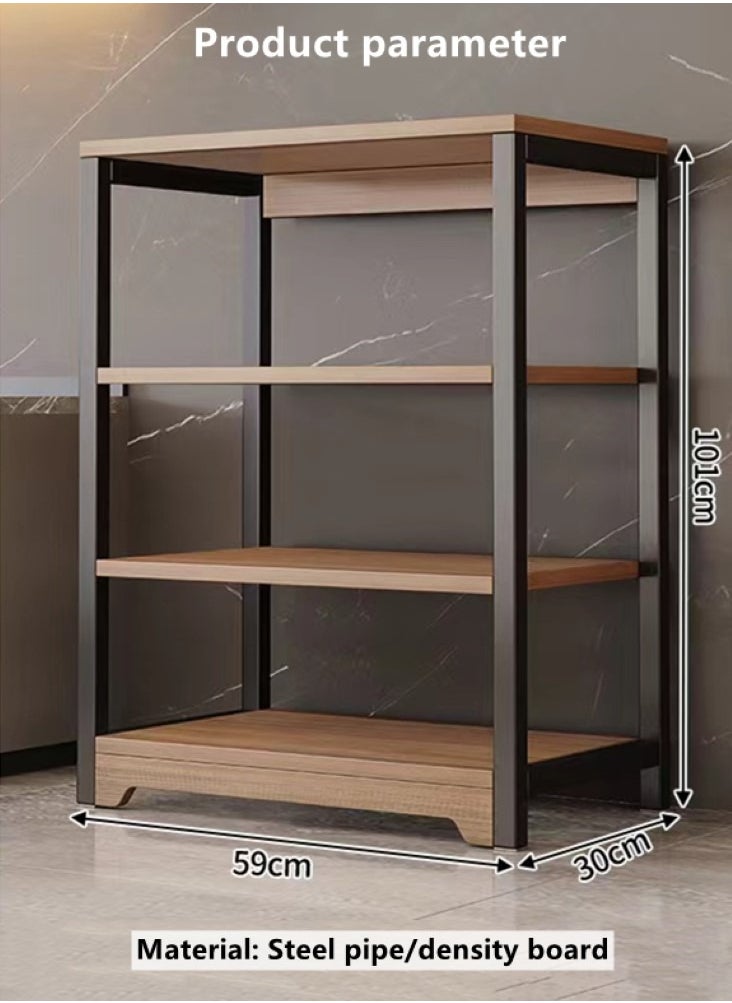 4-Tiers Shelf Storage Unit Rack Storage Organizer Kitchen Shelving Black/Brown 59x30x101 cm