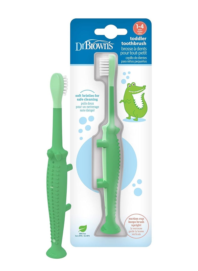 Dr. Brown's Baby and Toddler Toothbrush - Crocodile, BPA Free - Age 1-4Y