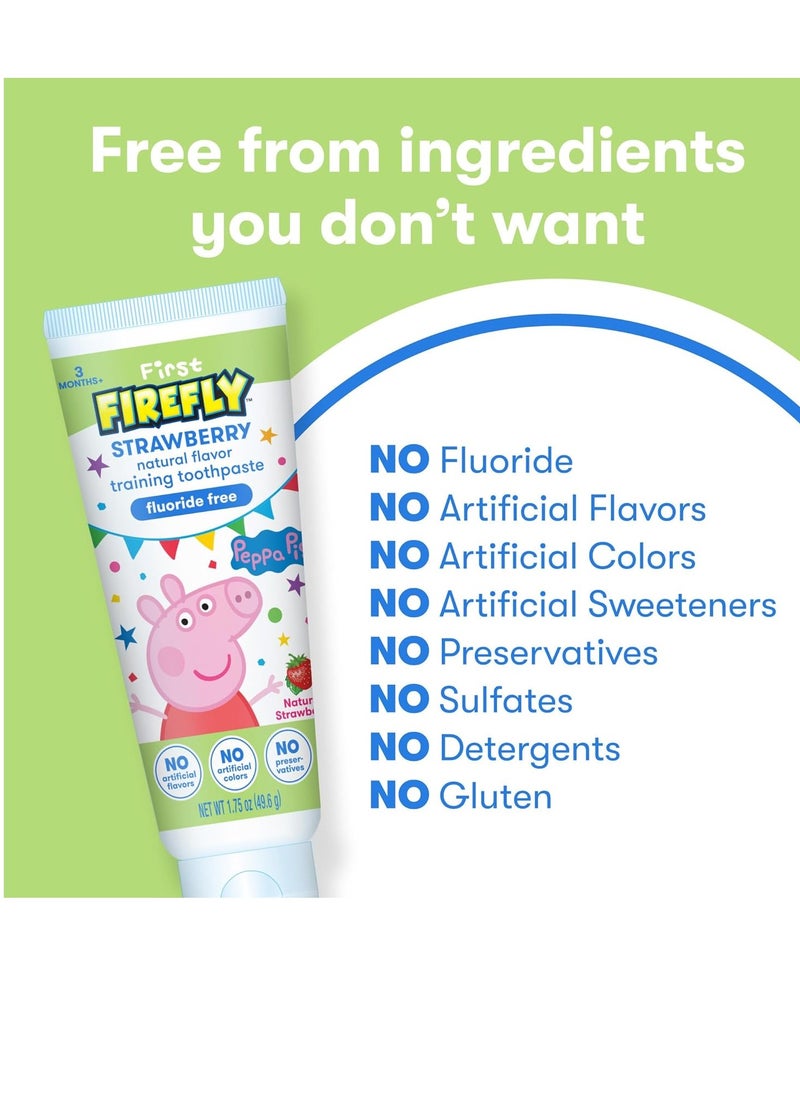 Firefly First Peppa Pig Training Kit, Light Up Toothbrush with Extra Soft Bristles and Natural Strawberry Flavor Training Toothpaste, 1.75 oz