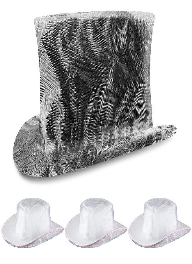 4 Pieces Cowboy Hat Rain Covers Plastic Hat Covers Cowboy Hat Protectors Cowboy Hat Covers for Storage (XX Large) Gray