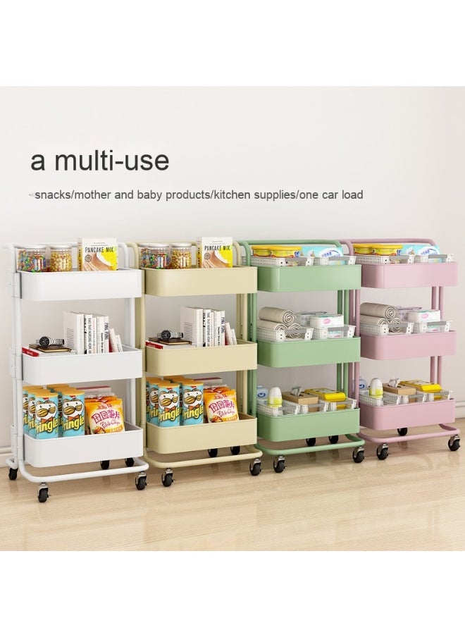 3-Tier Metal Rolling Storage Cart Trolley Kitchen Organizer Rolling With Random 50Pcs Stickers  Trolley Cart Office Cart Kitchen Utility Carts For Office, Classroom, Home, Bathroom