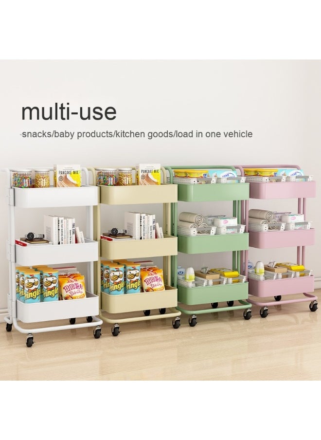 3-Tier Metal Rolling Storage Cart Trolley Kitchen Organizer Rolling With Random 50Pcs Stickers  Trolley Cart Office Cart Kitchen Utility Carts For Office, Classroom, Home, Bathroom