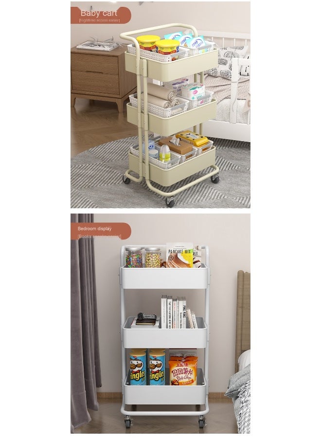 3-Tier Metal Rolling Storage Cart Trolley Kitchen Organizer Rolling With Random 50Pcs Stickers  Trolley Cart Office Cart Kitchen Utility Carts For Office, Classroom, Home, Bathroom