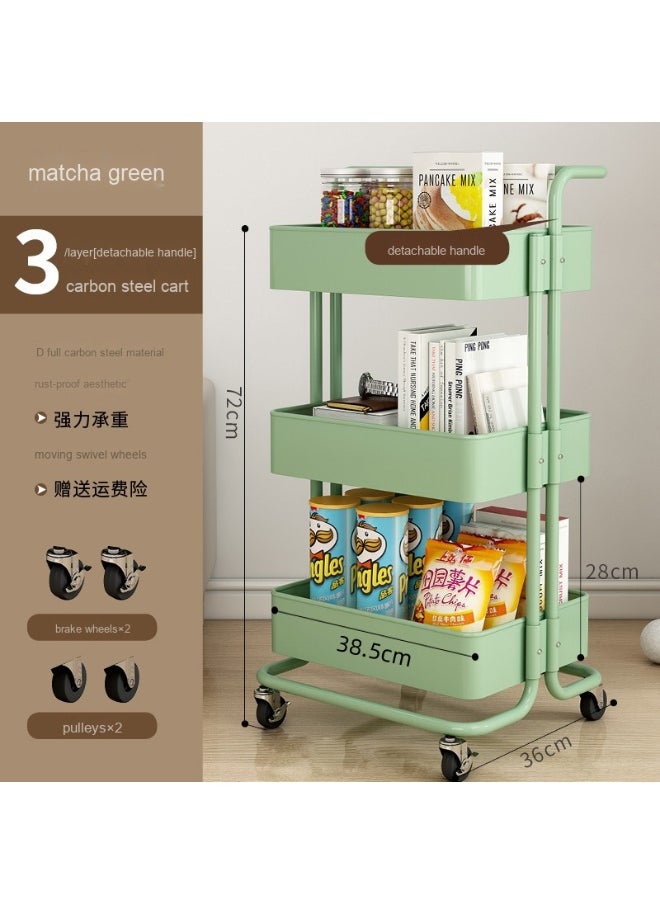 3-Tier Metal Rolling Storage Cart Trolley Kitchen Organizer Rolling With Random 50Pcs Stickers  Trolley Cart Office Cart Kitchen Utility Carts For Office, Classroom, Home, Bathroom