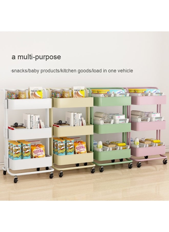 3-Tier Metal Rolling Storage Cart Trolley Kitchen Organizer Rolling With Random 50Pcs Stickers  Trolley Cart Office Cart Kitchen Utility Carts For Office, Classroom, Home, Bathroom