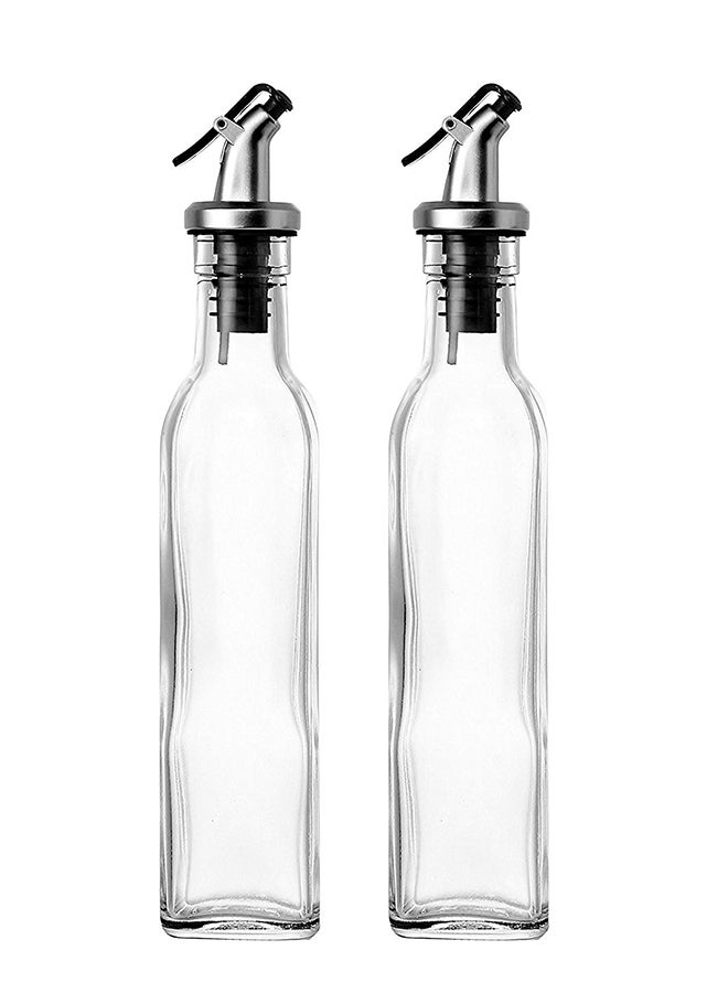 2-Piece Oil And Vinegar Cruet Glass Bottle Clear 100ml