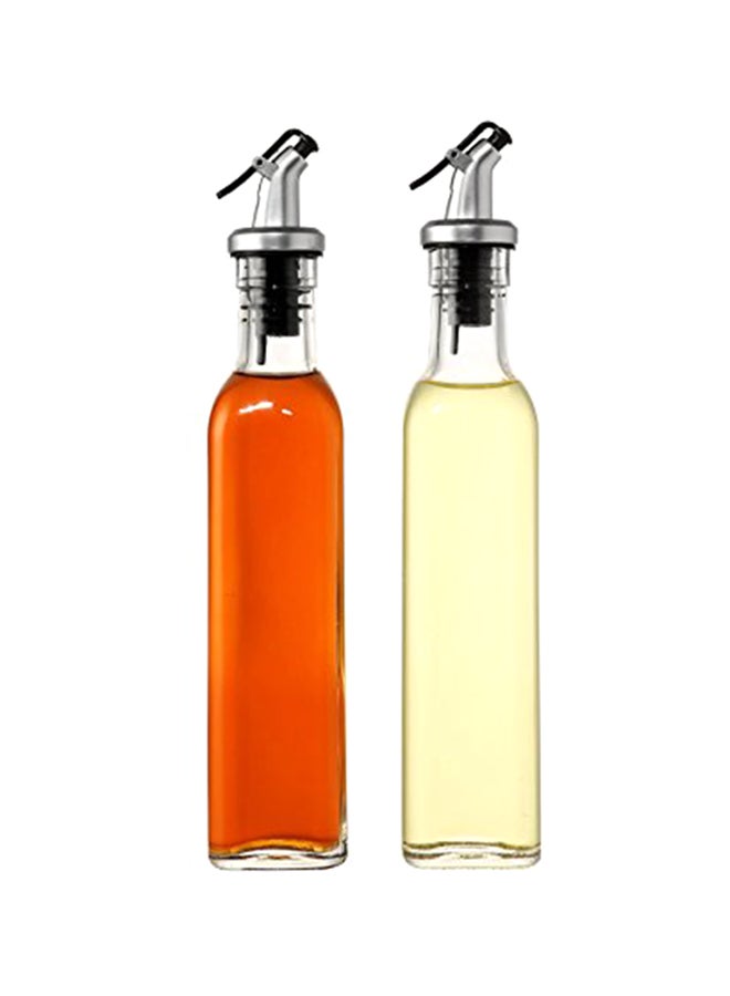 2-Piece Oil And Vinegar Cruet Glass Bottle Clear 100ml