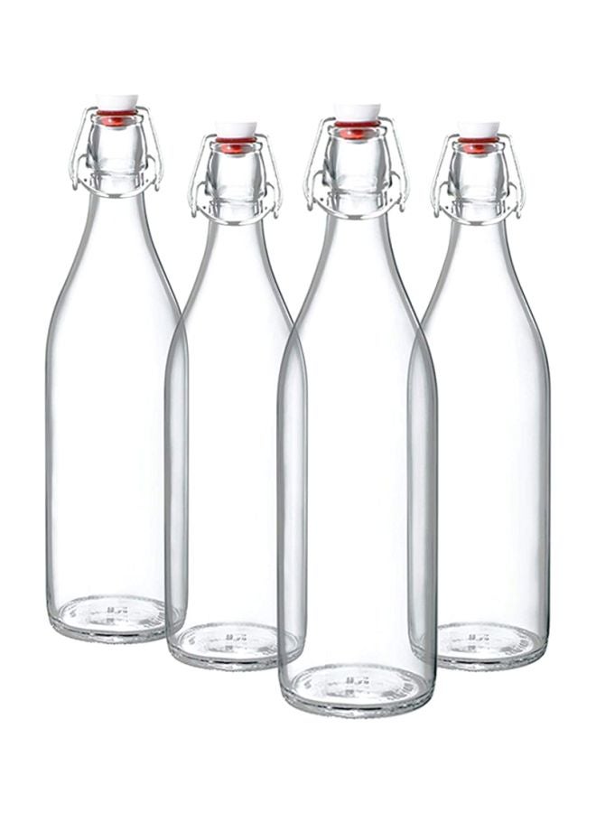 4-Piece Giara Glass Bottle With Stopper Clear 200grams