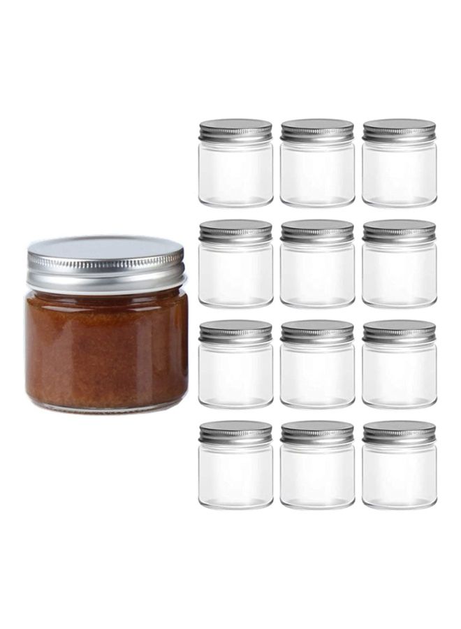 12-Piece Mason Jar With Lid Set Clear 200ml