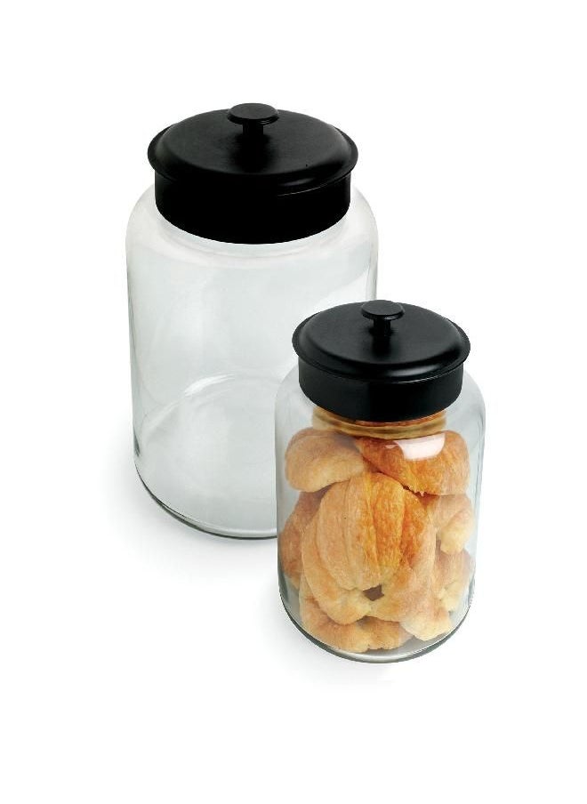 Anchor Hocking 2.5 Gallon Montana Glass Jar with Lid (2 piece, black metal, dishwasher safe)