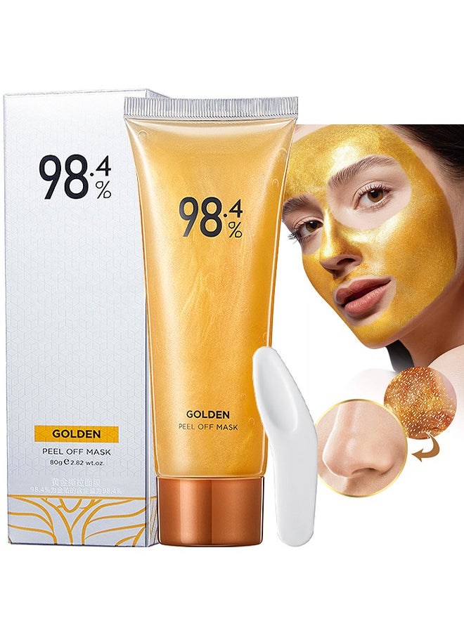 Golden Foil Peel-Off Mask, Peel-Off Anti-Wrinkle Face Mask, 98.4% Beilingmei Gold Face Mask, 24K Gold Face Mask, Gold Foil Tear-Off Mask For Skin Moisturizing And Deeply Cleans, 80G