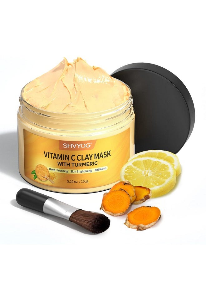 Vitamin C Face Mask With Kaolin Clay And Turmeric For Dark Spots, Dull Skin, Skincare Facial Mask For Controlling Oil And Refining Pores 5.29 Oz