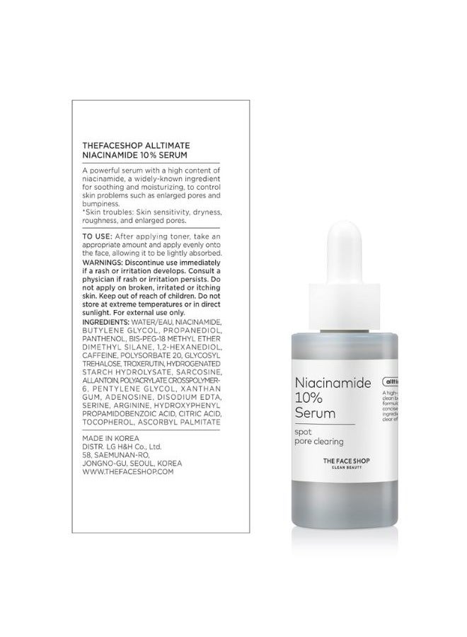 Alltimate Niacinamide 10% Serum, Korean Skin Care, Oil Control & Pores Reducer, Improve Skin Elasticity, Face Serum for Sensitive Skin 30ml