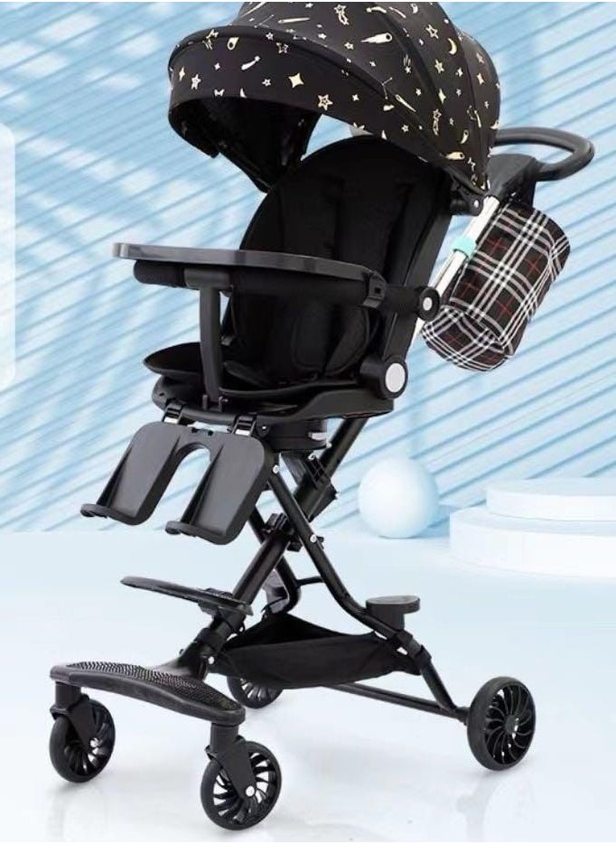 Baby stroller, Can sit and lie down for children to walk the baby artifact can be folded lightly two-way baby four-wheeled cart