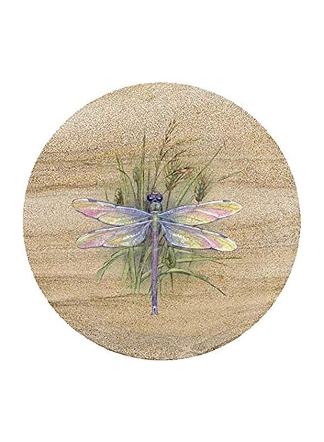 Sandstone Trivet Dragonfly Accessories Beige/Green/Purple 6x0.5x6inch