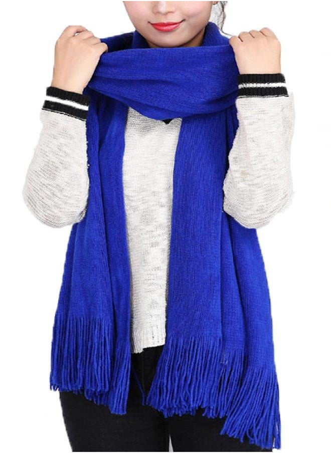 Wander Agio Women's Warm Long Scarves Winter Scarfs Pure Color Scarf Tassel White