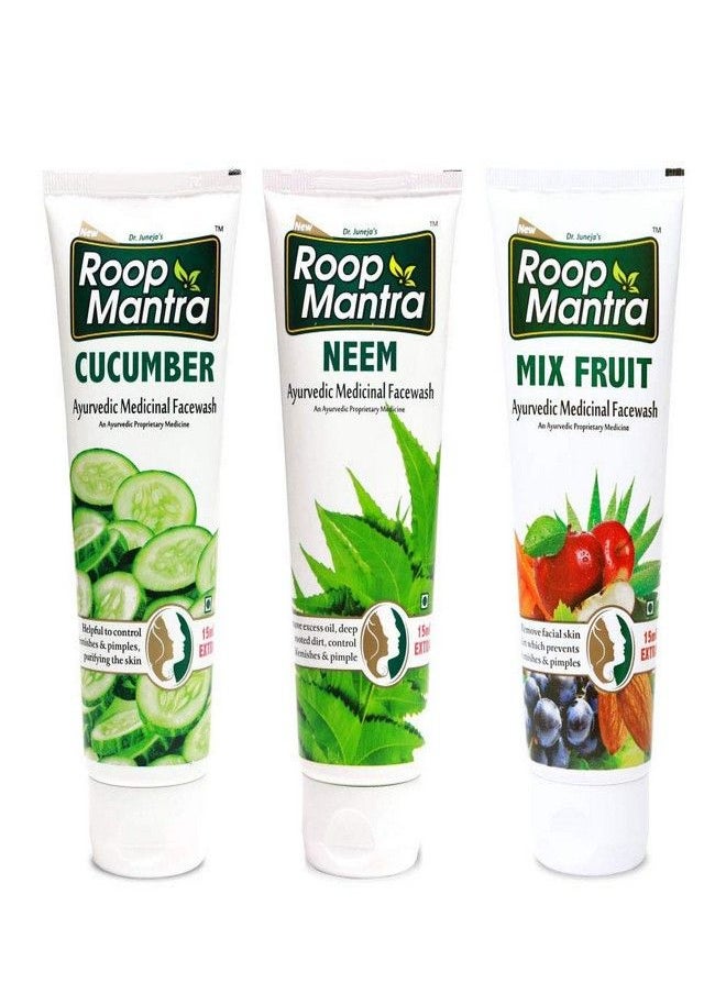 Roop Mantra Face Wash Combo, 115ml (Cucumber Face Wash + Neem Face Wash + Mix Fruit Face Wash)