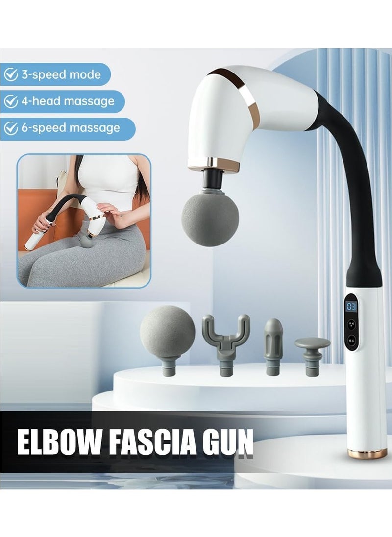 Assorted Color Massage Gun with U-Shaped Extension Handle, Deep Tissue Percussion Massager with 4 Interchangeable Heads, 6 Adjustable Speed Levels, and Touch LED Display for Muscle Relief and Recovery