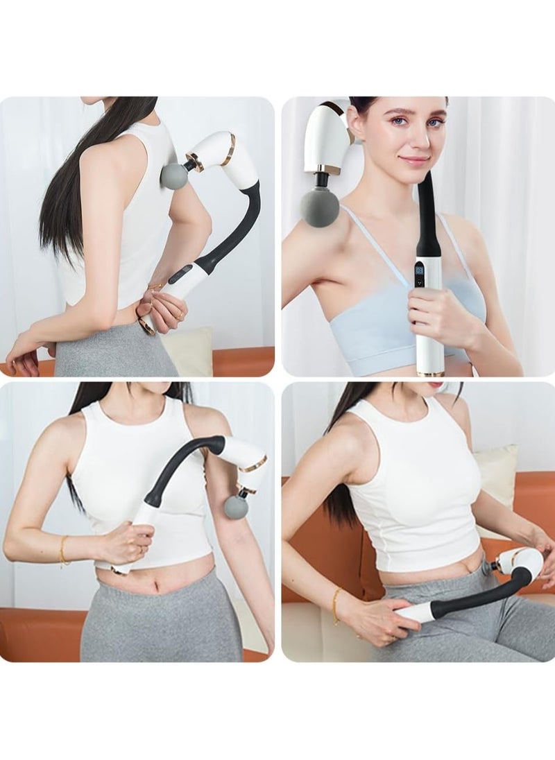 Assorted Color Massage Gun with U-Shaped Extension Handle, Deep Tissue Percussion Massager with 4 Interchangeable Heads, 6 Adjustable Speed Levels, and Touch LED Display for Muscle Relief and Recovery