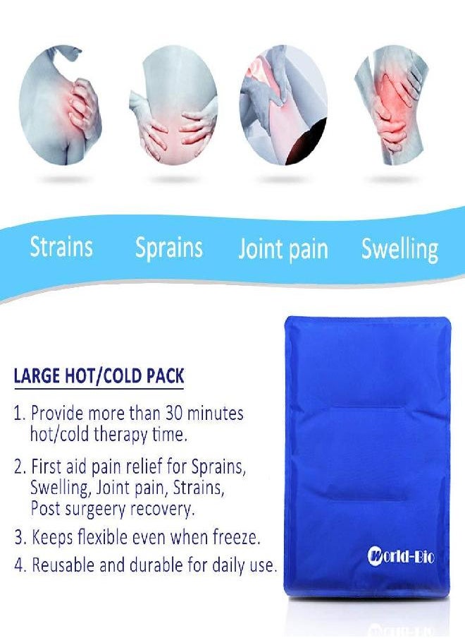 WORLD-BIO Large Flexible Hip Ice Pack 2 packs for Injuries, Hot & Cold Therapy Pad for Shoulder, Back, Knee, Leg, Thigh, Soothing Pain from Bruises & Sprains, Muscle Aches, Stiff Joint, 11