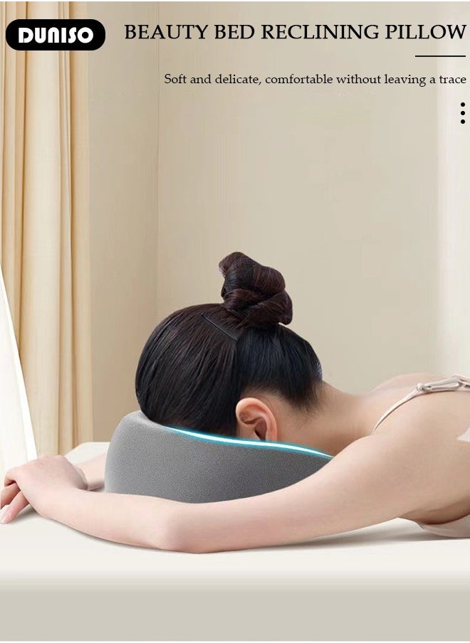 Massage Face Pillow, Ergonomic Memory Office Nap Pillow, High Rebound Face Down Pillow for Sleeping, Face Rest Neck Head Cushion for Spa Salon Travel