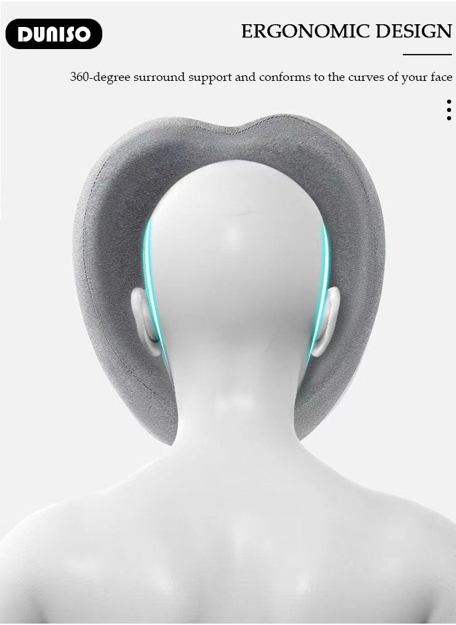 Massage Face Pillow, Ergonomic Memory Office Nap Pillow, High Rebound Face Down Pillow for Sleeping, Face Rest Neck Head Cushion for Spa Salon Travel